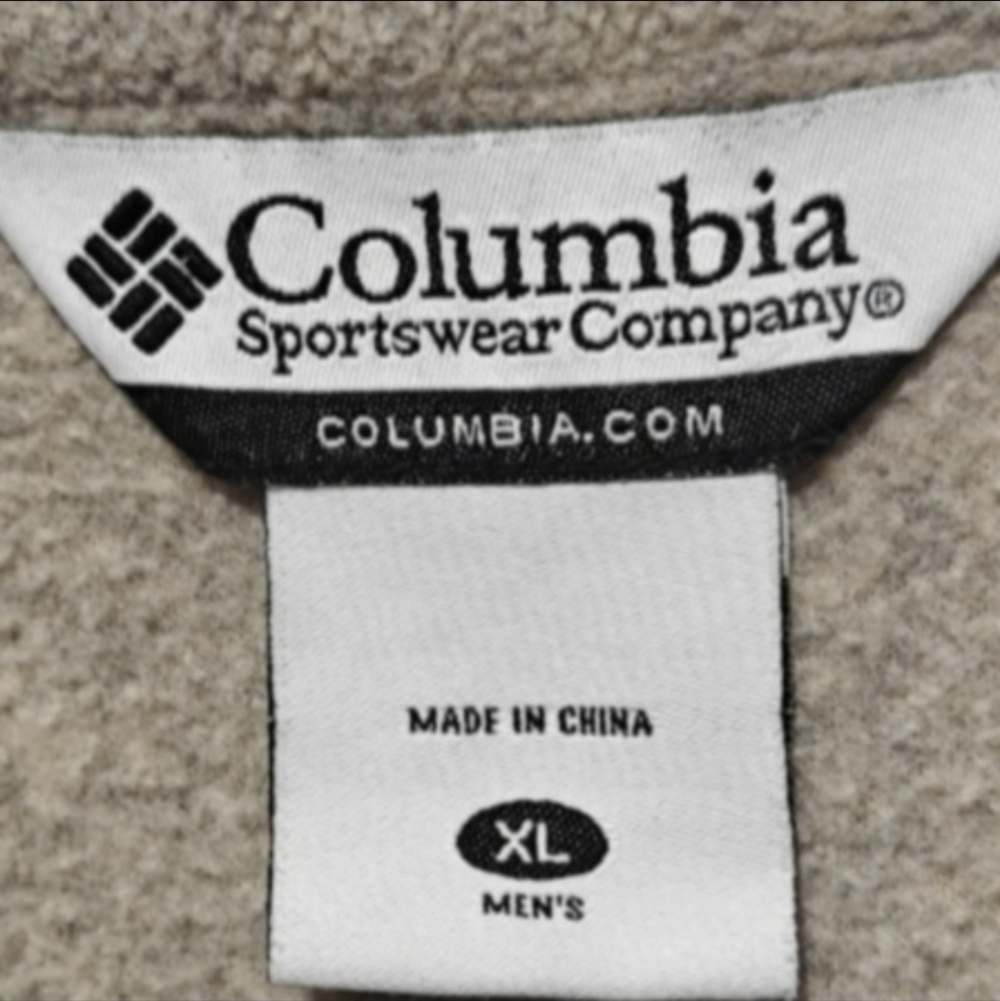 Columbia Vintage Men's XL Fleece Jacket Sweater Beige Tan Sand Great Condition - Picture 5 of 7